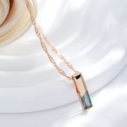 Colar Feminino Cobre Topázio Místico Baguete Arco-íris Bezel Ouro Rosé 585